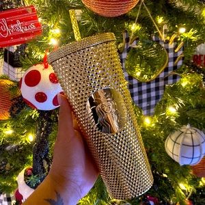 STARBUCKS 2022 HOLIDAY STUDDED COLD CUP - 24oz - GOLD 💛